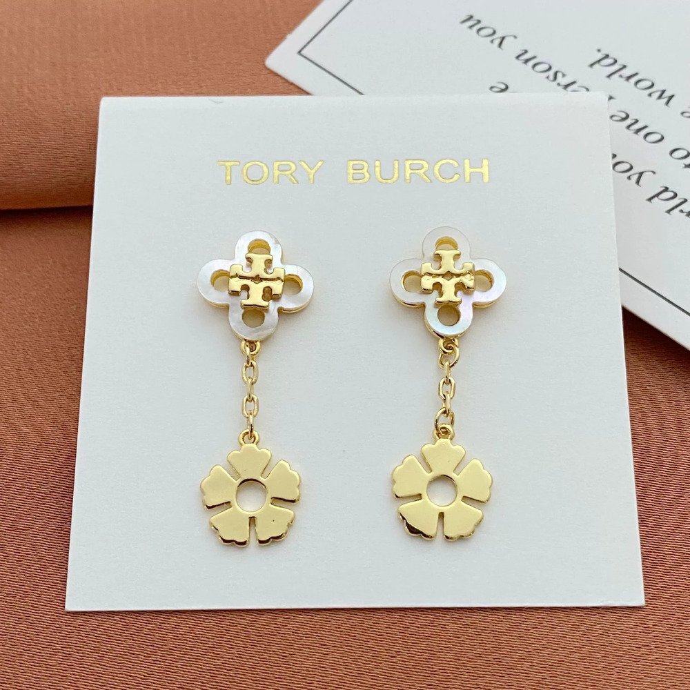 Tory Burch Letter Flower Dangle Earrings Metal